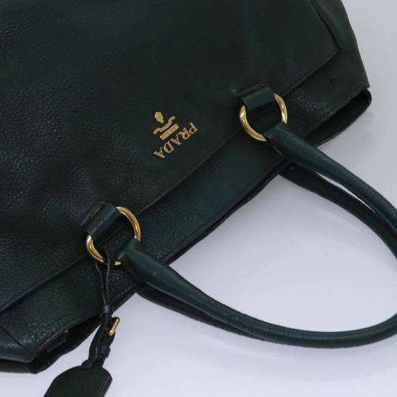 PRADA Tote Bag Leather 2way Khaki Auth bs15124 - Picture 6 of 16